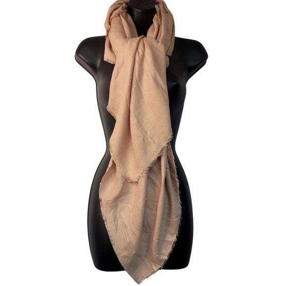 Vince Camuto Accessories - Vince Camuto Womens Beige Frayed Edge Scarf Square 48x48 Cozy Classic